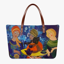 Load image into Gallery viewer, 191. Classic Diving Cloth Tote Bag with quaint tea drinking ladies
